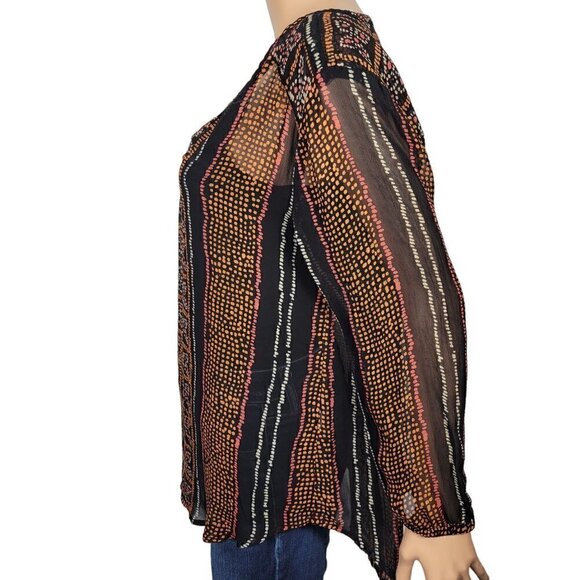 Lucky Brand Women's Sheer Aztec/Art Deco/Boho Flowy Blouse in a Size L - Picture 7 of 9